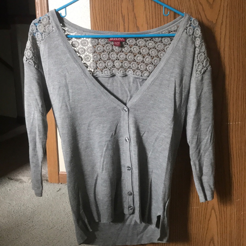 Grey Lace Merona Cardigan